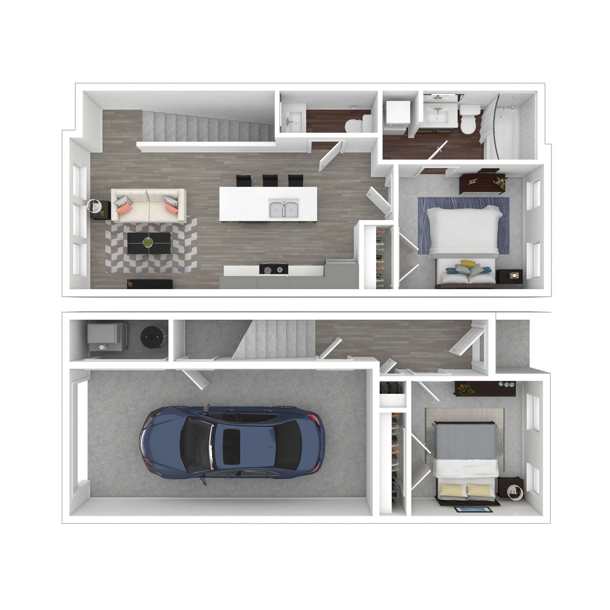 Floor plan for 2 beds, 1.5 baths, 800 sqft